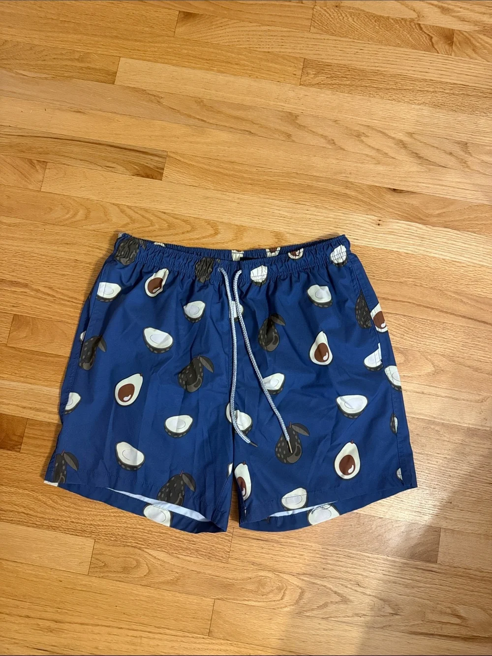 Men's Blue Avocado-Print Swim Trunks